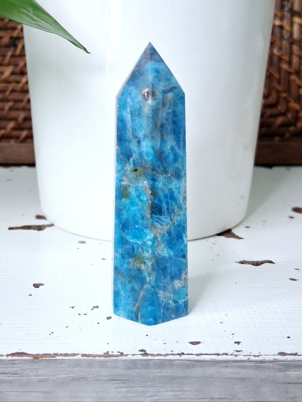 Blue Apatite Crystal Obelisk Tower Decorative Home Accent